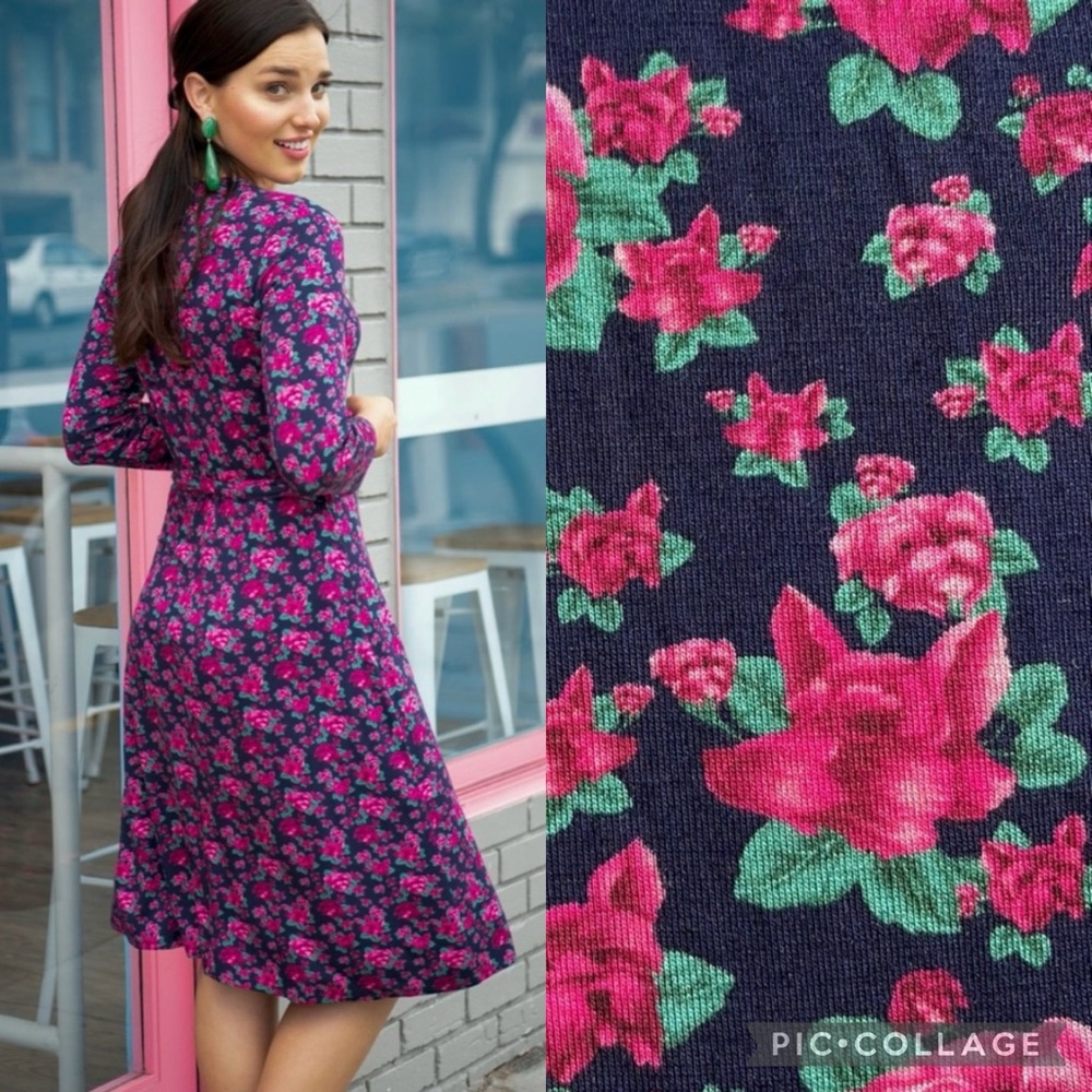 Betabrand Venus Wrap Dress Dog Floral M